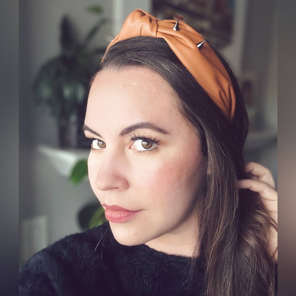 Brown Faux Leather Spike Headband